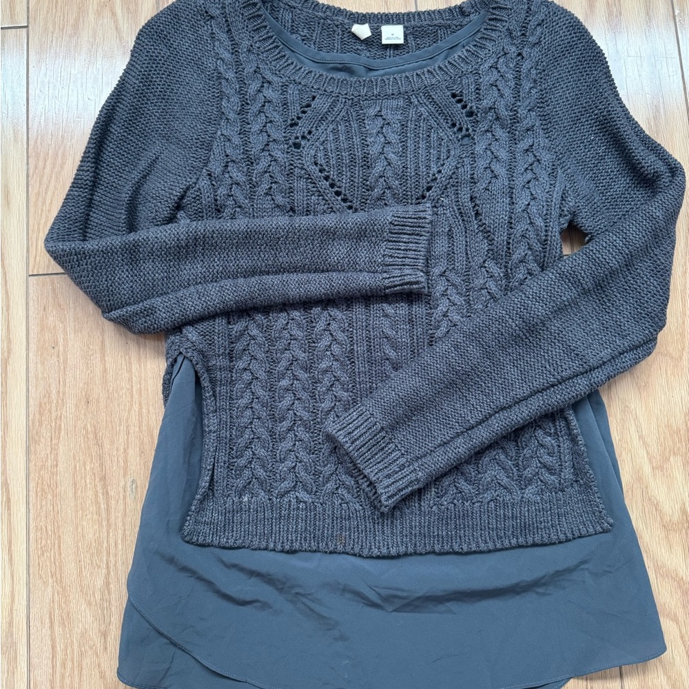 Anthropologie Mixed Media Green Sweater size M